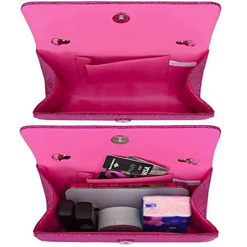 Outrip Women's Evening Bag Clutch Purse Glitter Party Wedding Handbag with Chain (Rose) - Thumbnail 2