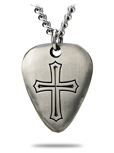 Shields Of Strength Men's Antique Finish Guitar Pick Necklace-Psalm 101:1 #TOP1