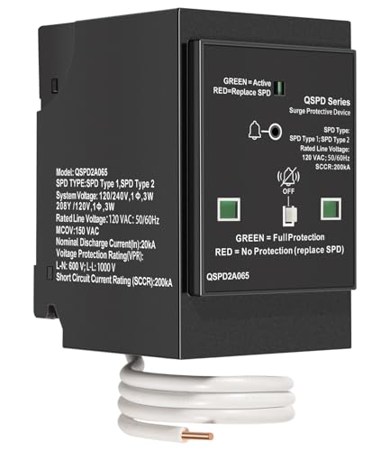 Replacement for Siemens QSPD2A065P Plug-in Surge Protection Device, 2-Pole 65kA 120/240V, 1Ã˜, 3W, Fits Siemens Type QP Load Centers, Whole House Power Spike Protection, LED Indicator & Audible Alarm