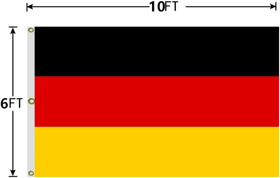 Germany Flag 6x10FT,German Flags with 3 Brass Grommets,4 Stitched and 100D Premium Polyester.