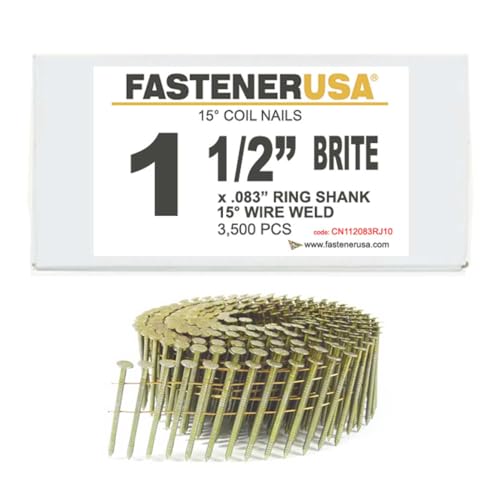 1-1/2" x .083 Ring Brite Coil Nails 15-DEG Wire 3,500ct
