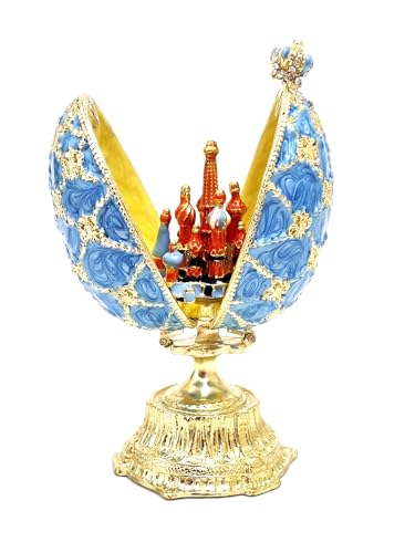 Huevo estilo Fabergé azul imperial y pulsera para tocadores elegantes 2