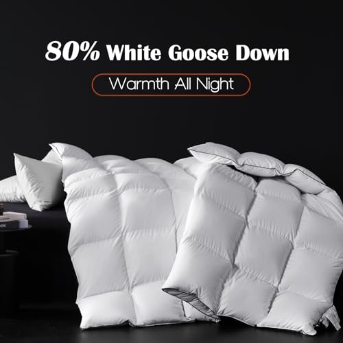 SWITTE 80% Hungarian Goose Down Duvet King Size, All Season Duvet Insert 800+ Fill Power, Soft 100% Organic Cotton Shell 1200TC Down Comforter, White(106"x90") by SWITTE - Image 2