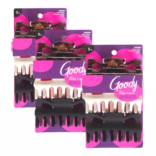 Goody Large Claw Hair Clips, Assorted Neutral Colors, 3-count (Pack of 3)