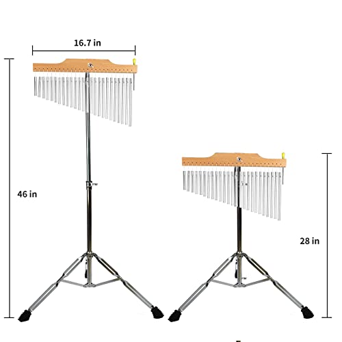 ENNBOM Bar Chimes with Adjustable Stand 25 Note 36 Note Single-row Wind Chime Musical Percussion Instrument (25 Note, Frosted silver)