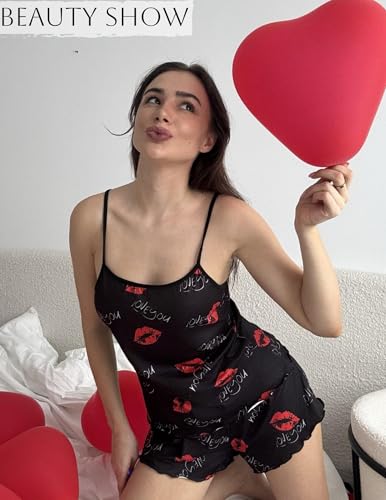 Image of Ekouaer Womens Cami Pajama Set Cute Printed Camisole Shorts Sleepwear | Tank Top and Shorts Lounge Set Soft Pjs for Daily Wear, Home, Party or Date Nights