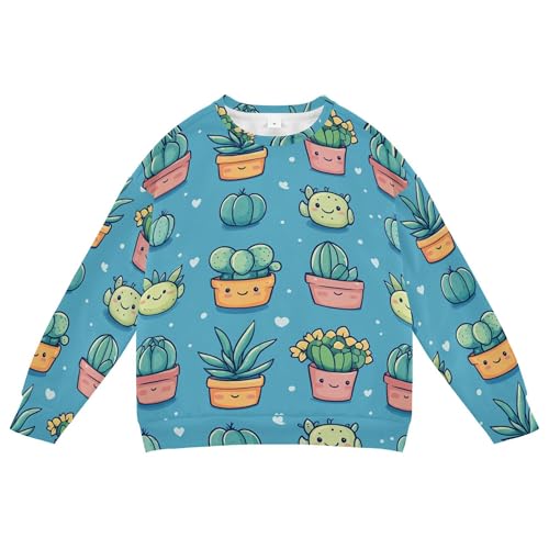 JUNZAN Cartoon Cute Cactus Big Girls Pullover Hoodie Fleece Outerwear for Kids Party 4T