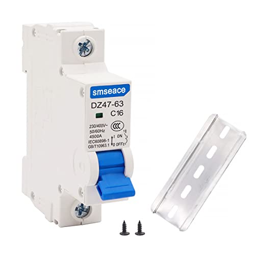 Smseace Miniature Circuit Breaker Low Voltage 16A Ac 230/400V 1 Pole Din Rail Installation Dz47-63 C16 #TOP24