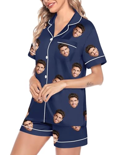 Personalized Matching Short Pajamas Set For Couples Custom Face Funny Pajama Set Valentine's Day Gifts3