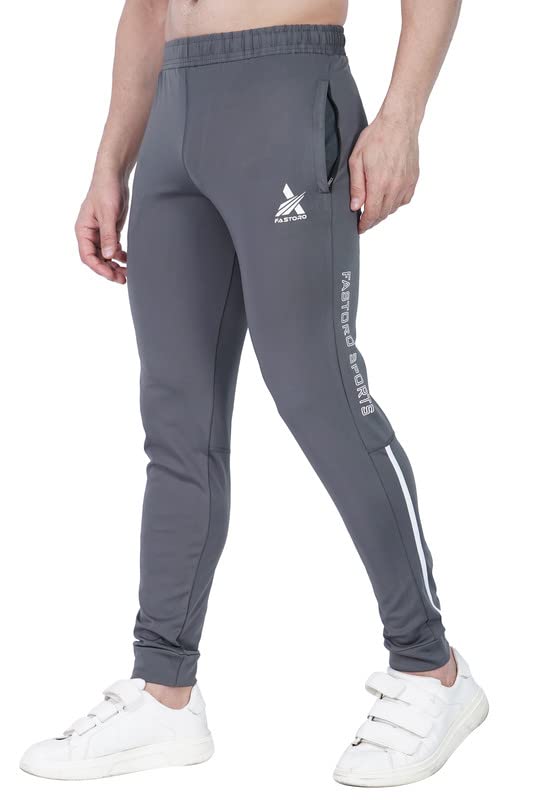 Image of Men's Unique Design Comfortable Polyester Solid Logo Print Regular Fit Track Pants /Trouser /Lower for Boy (Color:-Grey,Size:-L)