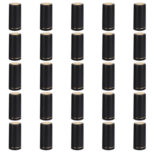 jojofuny 25 Capsules Thermorétractables Noires 30 Mm pour Bouchons de Bouteilles de Vin Languette Déchirable Film Thermorétractable pour Scellage et Conservation, Accessoire Vin Maison Lot