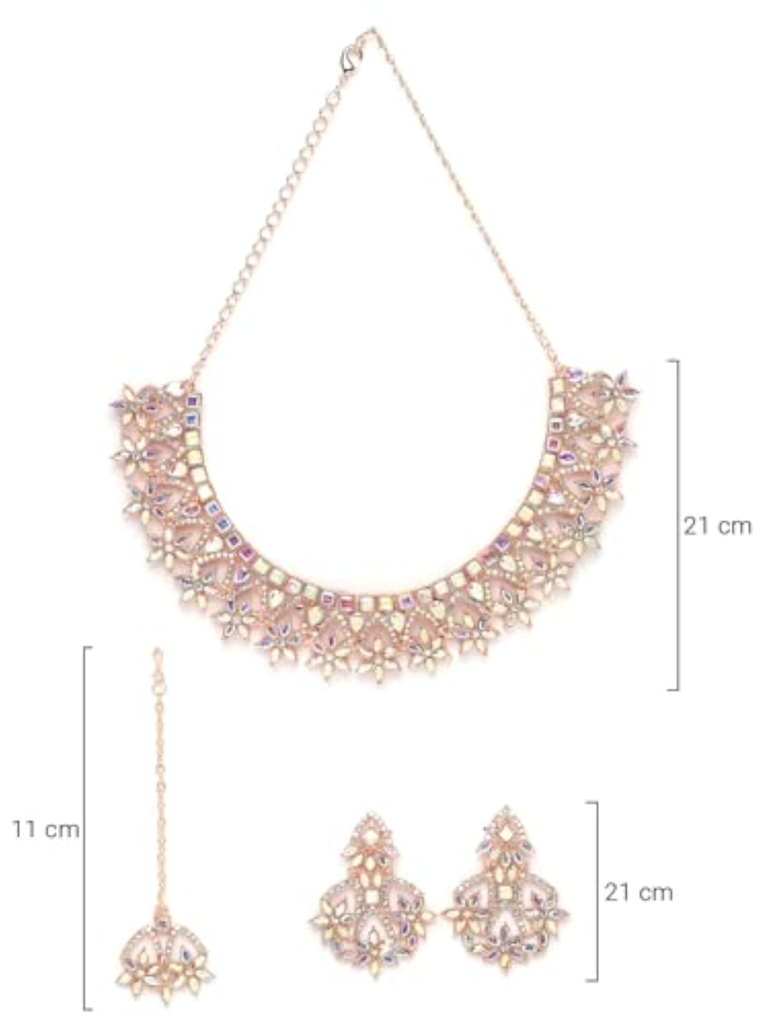 Rainbow Stone Necklace Set with Maangtika