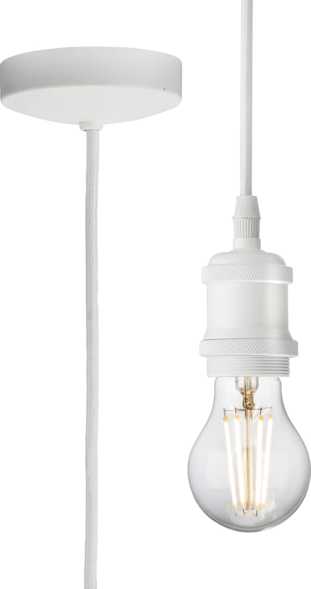Knightsbridge Matt White 1.8M E27 Vintage Pendant Set - 8271L