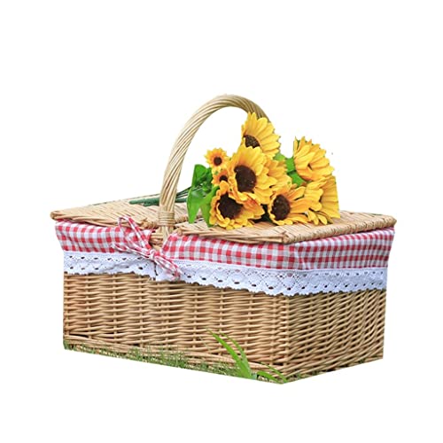 BBCBBZ Cesta de mimbre tejida for picnic, cesta de almacenamiento for acampar, pan, fruta, comida, desayuno, caja de exhibición de flores