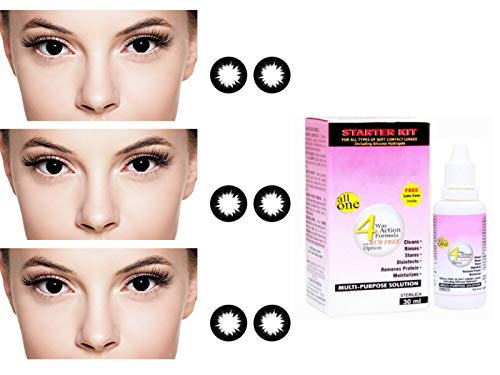 Glance Gallaxy 3 Pair Monthly Colored Black 0 Power Contact Lenses for Eyes Men and Women with 30 ml lesn solution (B08KY7GZDS) Amazon Price History, Amazon Price Tracker