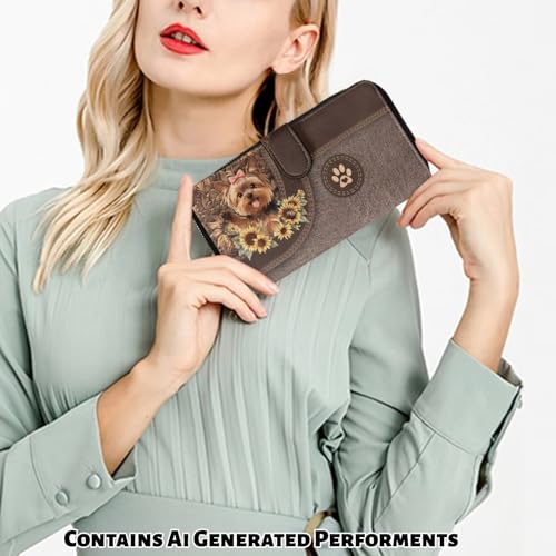 Image of COEQINE Ladies Wallets Pink Leopard Heart Black Printed Leather Phone Long Clutch Purses Check Coin Change Holder