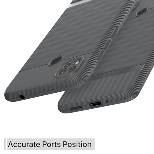 Image of Pikkme Back Cover for Poco C31, Mi Redmi 10A / 10A Sport, Redmi 9 / Redmi 9 Activ / 9C Camera Protection 3D Hexa Cube Design Silicone Protective Bumper Case (Grey)