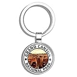 HJ Media Round Grand Canyon National Park (Hike Travel rv az Arizona) Metal Round Metal Key Chain Keychain Ring
