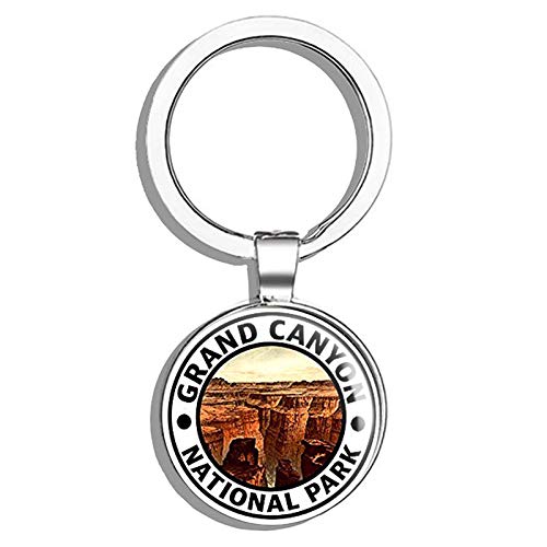 HJ Media Round Grand Canyon National Park (Hike Travel rv az Arizona) Metal Round Metal Key Chain Keychain Ring