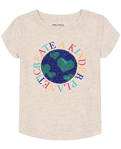 Image of Nautica Girls Short Sleeve Legacy T-Shirt with Flip Sequin Design, Cotton Tee with Tagless Interior