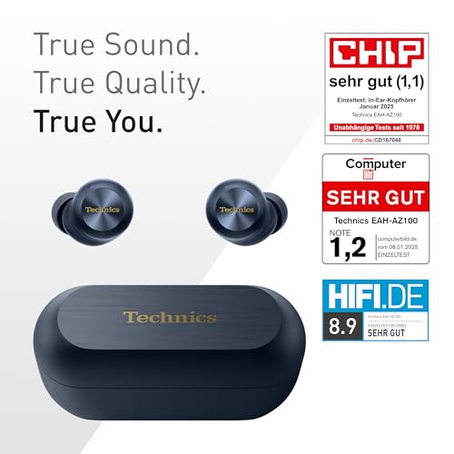 Technics EAH-AZ100E-A Kabellose Ohrhörer mit Geräuschunterdrückung, Multipoint-Bluetooth, Voice Focus AI, Bequeme In-Ear-Kopfhörer, Mitternachtsblau Technics EAH-AZ100E-A Kabellose Ohrhörer mit Geräuschunterdrückung, Multipoint-Bluetooth, Voice Focus AI, Bequeme In-Ear-Kopfhörer, Mitternachtsblau