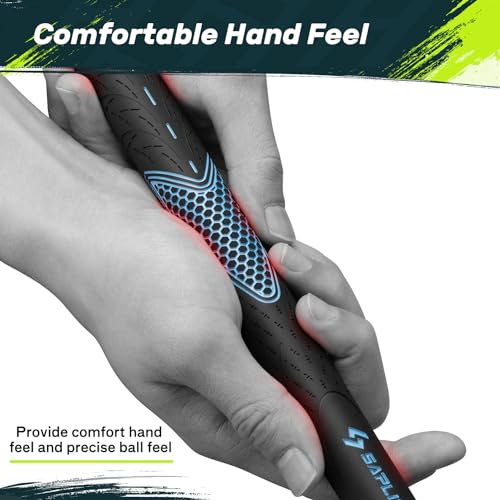 Image of SAPLIZE Golf Grips Set of 13 with Complete Regripping Kit, Midsize, Rubber Golf Club Grips, Blue CC01S Series