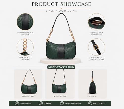 Image of Colorblocked Shoulder Bag for Women with Adjustable & Detachable Sling Strap | Stylish Crossbody & Shoulder Purse | Lightweight Daily Use Handbag for Office, Travel & Casual