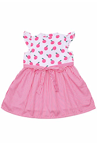 Image of Doodle Dress for Baby Girls | Breathable Kids Frock & Dresses for Babies Baby Frocks with Waist Tie | Cap Sleeves & Knee Length (White & Pink | Age Option 6 Months to 4 Years)