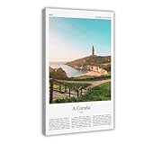 Póster fotográfico real de Coruña con impresión a color de Coruña, póster de viaje de Coruña, regalo de viaje a España, impresión de ciudad, arte de pared, lienzo decorativo, marco de 30,5 x 45,7 cm