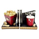 Dekorative Film-Motiv Buchstützen Filmrolle Filmklappe Popcorn und Softdrinks Book Holder Regisseure Künstler Geschenk für Regale Home Office Kunst Dekoration