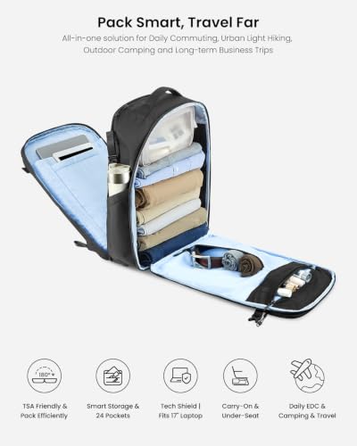Image of Portal 28L Travel Backpack TSA Carry On Laptop One-Bag Men Women | Water Resistant Business Backpack with Luggage Sleeve, Flight Approved, Ideal for Long Travel, Work & Daily Commute