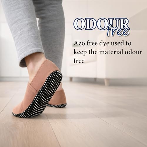Image of Footmate Ankle Length Slipper Socks For Womens 2 Pair Pack - Cotton Blend Slipper Shoes For Outdoor, Indoor, Home & Office | Anti Skid Socks Slipper Daily Use Booties
