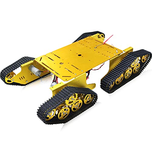 Premium Remote Control Tank Car Chassis Kit With Encoder Motors, 4Wd Smart Tracked Robot Platform Shock Absorbing Caterpillar Track Robotic Model For Arduino/Steam/Python/Raspberry Pie/Microbit/Diy #TOP18