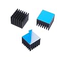CentIoT - 25X25X20MM Aluminium Heatsink - Slotted Fins Anodised Black with Thermal Sticker (Pack of 5) gallery image