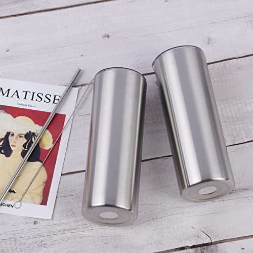 Wzaytia 6 Pack 20 Oz Straight Skinny Tumblers,Individually Gift Boxed Stainless Steel Slim Skinny Tumbler Set Bulk, 20 Oz Insulated Slim Thin Travel Tumbler Cup for Diy, Silver by Wzaytia - Used condition - Image 6