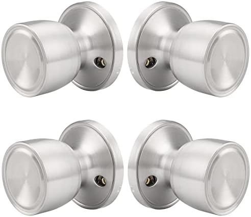Probrico 2 Pack Round Dummy Door Handle On Rose Stainless Steel Interior Door Knob Brushed Nickel Base Diameter 65mm(2-1/2 inch)