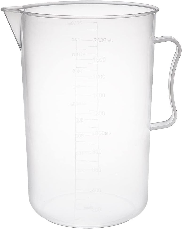 Hegebeck Plastic Measuring Cup Lab Graduated Beakers 2000ml Measure Liquid and Baking Items Transparent Measuring Cup with Handle and Spout for School Laboratory, Pouring Cup,or Kitchen 1 PCS