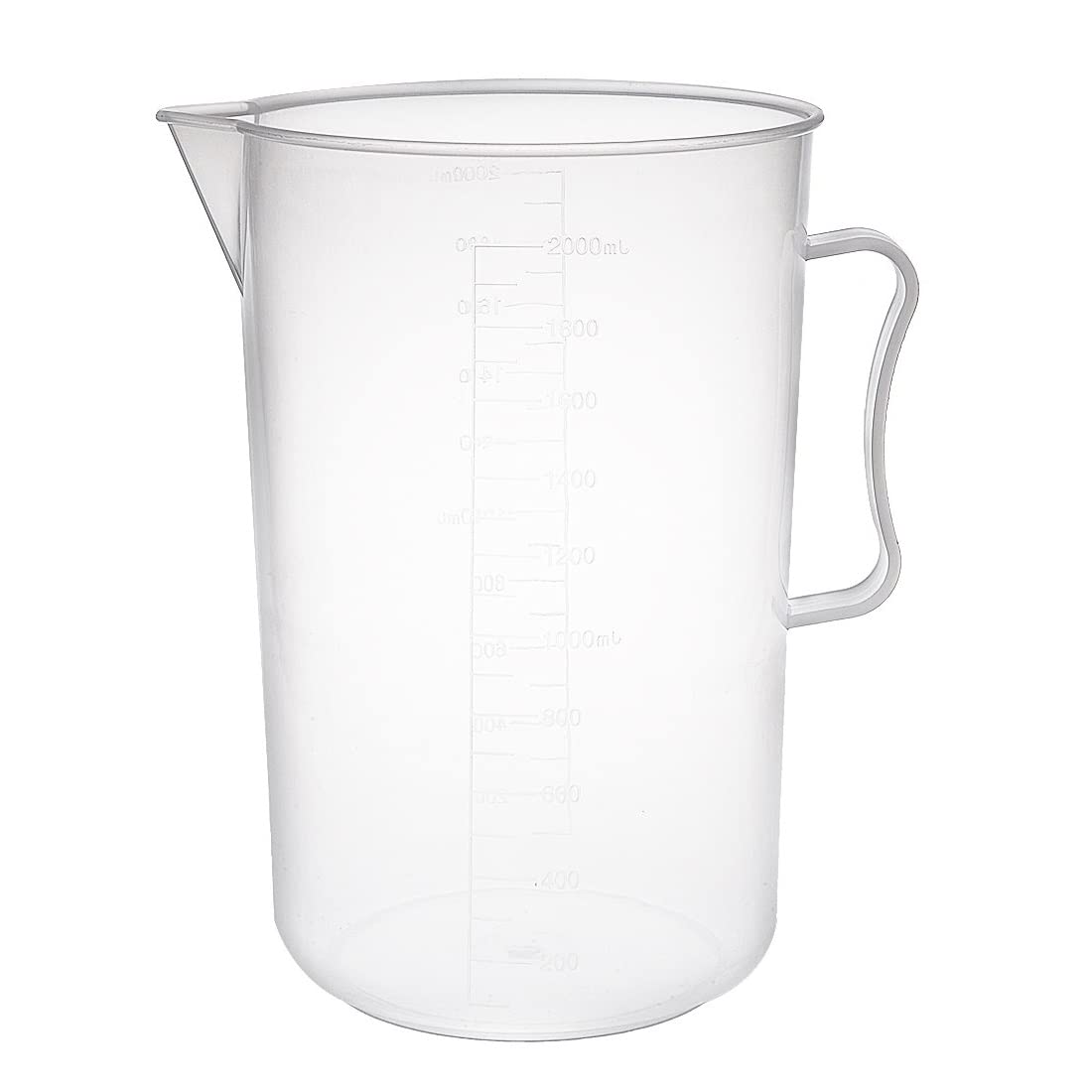 Hegebeck Plastic Measuring Cup Lab Graduated Beakers 2000ml Measure Liquid and Baking Items Transparent Measuring Cup with Handle and Spout for School Laboratory, Pouring Cup,or Kitchen 1 PCS