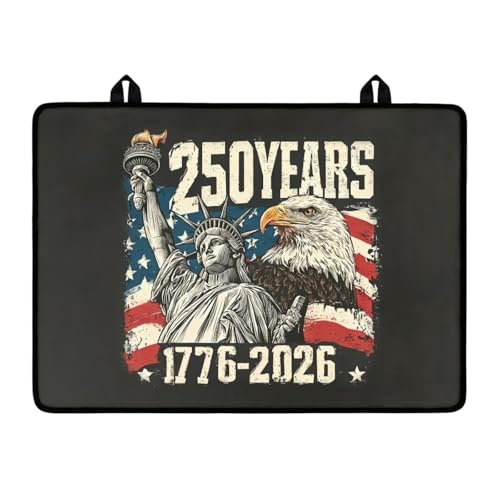 Image of Poceacles 4th of July Stove Top Cover Electric Glass Stove Top Mat Heat Resistant Non-slip Cooktop Protector Multipurpose Counter Top Protector Cover, Statue of Liberty Eagle American Flag