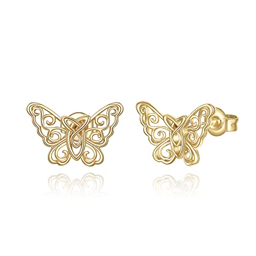 Image of KECHO 14k Yellow Gold Filigree Butterfly Jewelry for Women, Fine Celtic Knot Gifts for Her