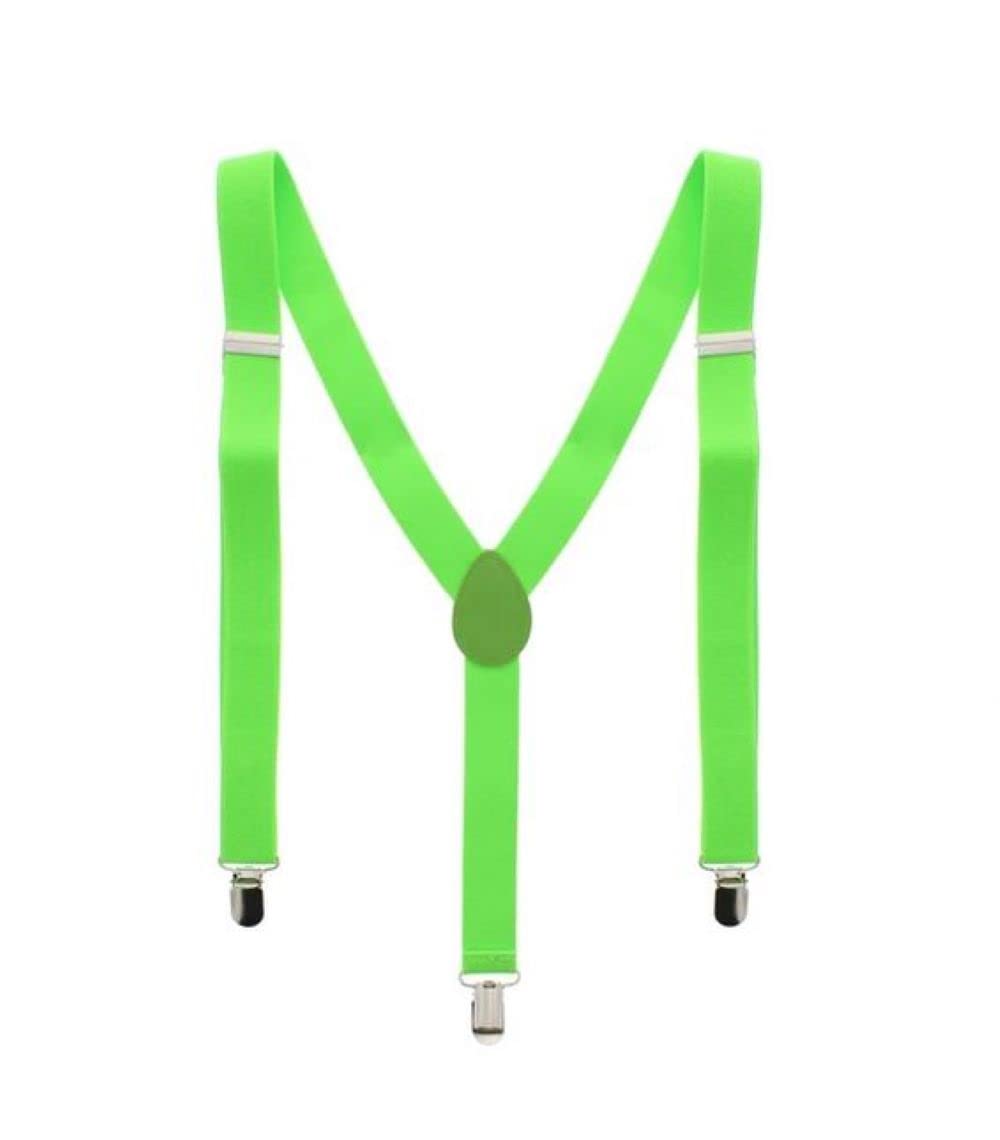 Coloured Adults Adjustable Braces Neon Green - One Size