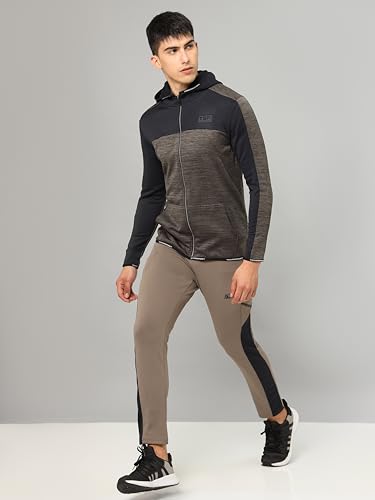Image of TECHNOSPORT Men's Self Design Hooded Slim Fit Fleece Jacket