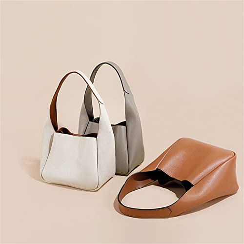 Image of JIUFENG Genuine Leather Bucket Tote Bag Commuter Underarm Shoulder Bag Women Purse