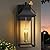 Lawyettle ????????-???????????????? Outdoor Wall Lights Fixtures, Large Size Dusk to Dawn Waterproof Exterior Lanterns, Modern Porch Sconce Wall Mounted with Glass, Black Outside Lights for House Patio Front Door