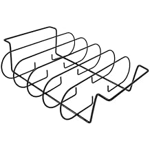 JUOPZKENN Rib Rack Iron Roasting Stand, Stainless Steel Rib Rack Smoker Rack Grilling for Smoking and Grilling Holds Up to 4 Ribs, Outdoor BBQ AccessoriesRib Stand