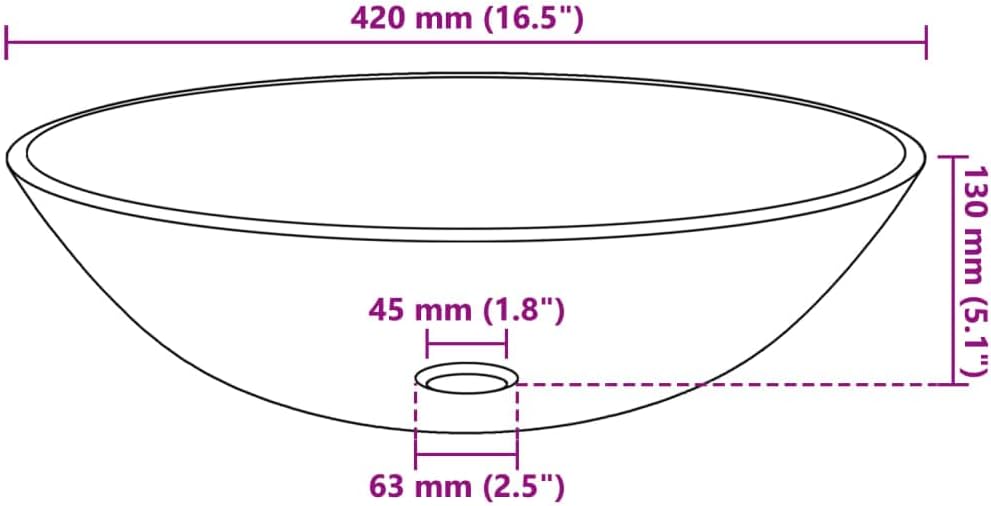 vidaXL Tempered Glass Basin in Copper-Brown Finish - Stylish Above-Counter Washroom and Bathroom Sink.