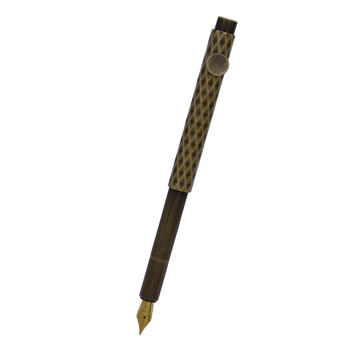 SIPLIV Bronze Fountain Pen Short Paragraph Pocket Mini Travel Fountain Pen with 20 Pcs Black Ink Cartridges - Rhombus, Iridium Extra Fine Nib(0.38mm) - Image 2