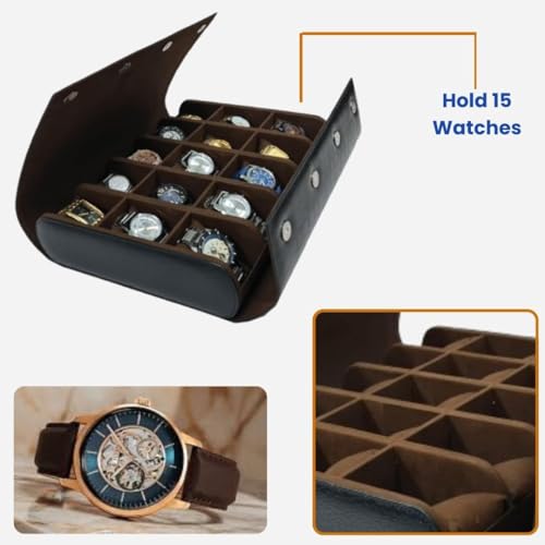 Image of essart Luxury Watch Storage Case - Premium Leather Organizer Box for Exclusive Timepieces, Elegant Display & Protection for Collectors (WR-101-XV-Black)