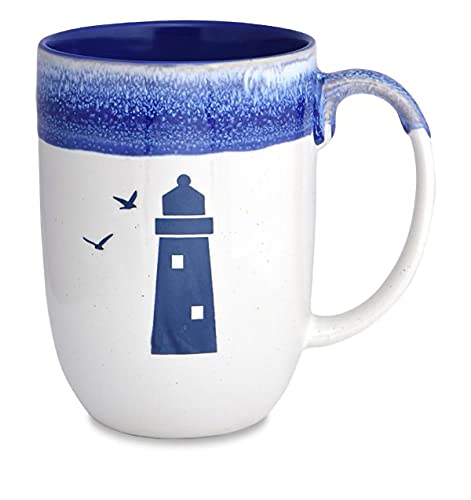 Cape Shore Decorative Dipped Coffee Tea Mug Cup Lighthouse Gifts For Birthday Christmas 16 Oz Dark Blue #TOP9