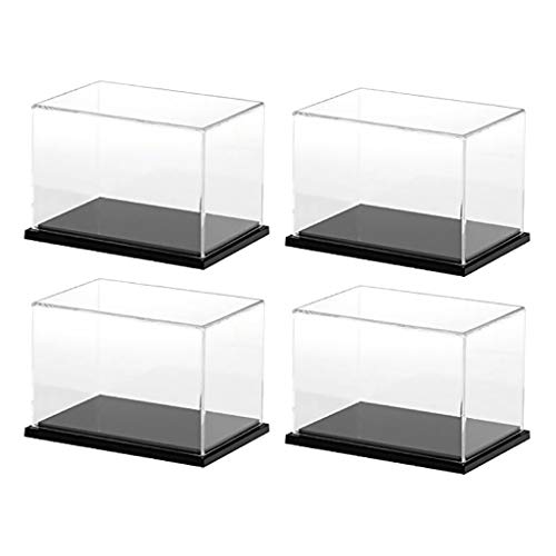 dailymall 4-Packs 4-Sided Clear Acrylic Perspex Box Cube Display Case with Acrylic Base Lid (200mm x 100mm x 100mm)